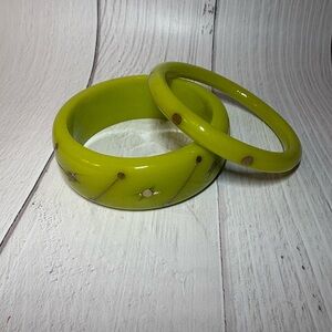 Lime Green and Gold MCM Bangle Bracelet Set by Splendette Duchess Size
